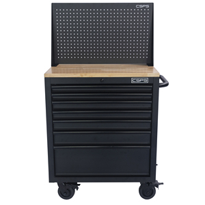 Armoire à outils en acier noir mat avec revêtement en poudre, 7 tiroirs, 76 cm, avec poignées noires, pour la famille - Product Image 1