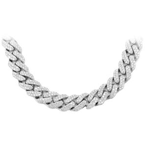 14K White and Rose Yellow Gold 24.25ctw <b>Diamond</b> Necklace 12mm Miami Cuban Style - Product Image 1