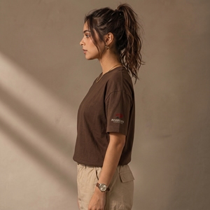Camiseta de Mujer con Estampado Puff, Camiseta de Algodón con Diseño Gráfico Moderno, Estampado Puff, Ligera, Cómoda, Esencial para el Día a Día - Product Image 4