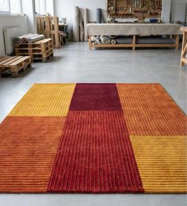 Alfombra de Lana Tufted Hecha a Mano de Primera Calidad, Antideslizante, de Pelo Medio, Diseño Geométrico Abstracto Moderno, Alfombra Suave y Lujosa para Sala de Estar - Product Image 1