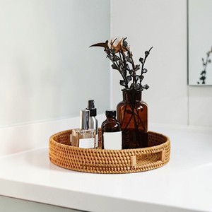 LUCIA Bandeja Redonda de Mimbre Tejida a Mano, Bandeja Decorativa de Mimbre con Asas Recortadas para Mesa de Centro, Uso en el Hogar y Hoteles, Venta al por Mayor - Product Image 3