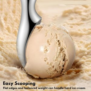 Cuillère à glace en acier inoxydable avec manche ergonomique noir, cuillère à dessert robuste pour glace, gelato, sorbet, pâte à biscuits - Product Image 5