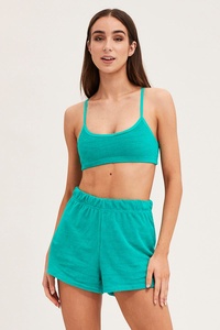 Ensemble de pyjama deux pièces en crêpe de coton de haute qualité, style français, avec haut court à manches courtes et col en V et pantalon long. - Product Image 4