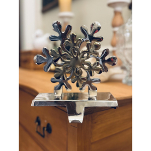 Handicraft Brass Made Christmas <b>Stocking</b> Hangers Snowflake Design <b>Holders</b> for Fireplace Mantle Hooks Silver Color Festive Decor - Product Image 4