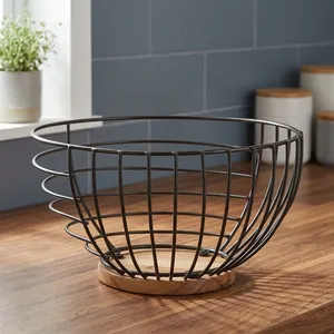 Panier à fruits rond en fil métallique pour comptoir de cuisine, corbeille de rangement ouverte pour fruits et légumes, organisateur de table décoratif - Product Image 5