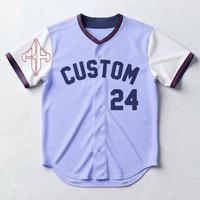 Maillot de baseball personnalisé sublimé pour homme, col en V, manches courtes, logo blanc, 100 % polyester haute qualité, coupe classique