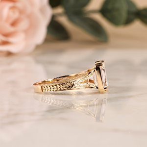 Vintage Gold Sterling <b>Silver</b> <b>Emerald</b> Cut Moissanite Engagement <b>Ring</b> Split Shank Prong Set Rhodium Plated Wedding Anniversary - Product Image 3