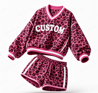 Ensemble 2 pièces pour femme, rose personnalisé, col en V, pull et short, coupe ample, sportif, respirant, en polyester tricoté, hiver, au-dessus du genou, uni