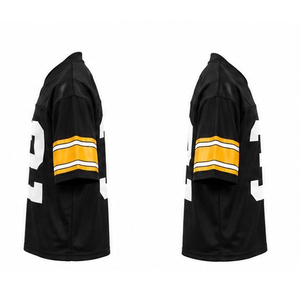 Maillot de football américain noir pour homme, numéro 32, col en V, manches courtes, polyester respirant, coupe classique, toutes saisons - Product Image 2