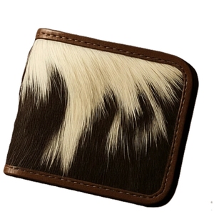 Premium Genuine Hair On Cowhide Leather Bifold <b>Wallet</b> Custom Western <b>Men</b> <b>Wallet</b> <b>Slim</b> Short Vintage Real Cow Purse With Id Window - Product Image 1