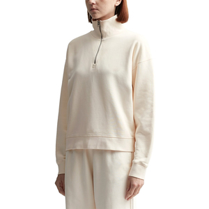 Women's XS Winter Crew Neck Hoodie Regular <b>Zipper</b>-Up Sweatshirt Drawcord Bottom Hem Bow Detail Half-Zip Drop-Shoulder Streetwear - Product Image 4