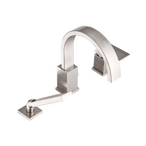 Set rubinetto vasca idromassaggio a 3 fori con doccetta e soffione a cascata, montaggio su piano, per bagno e doccia - Product Image 3