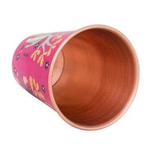 Vaso de Cobre con Diseño de Arte Folclórico Rosa, Estampado Animal, Vaso de Diseño, Reutilizable, Vajilla Premium, Regalo - Product Image 2