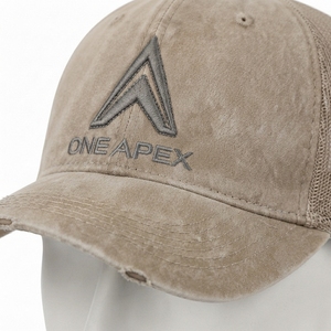 Gorra de béisbol ajustable de malla Custom One Apex con efecto desgastado, logotipo bordado, algodón lavado, unisex, estilo urbano - Product Image 6