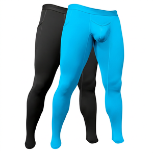 Leggings de compression pleine longueur pour hommes, couleur unie, en Spandex et Nylon, taille élastique, pour le sport - Product Image 2