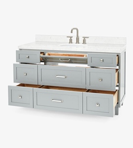Mueble de Baño Personalizado Benjamin de 60 Pulgadas, Mueble con Lavabo Individual, Solo 4 Opciones de Acabado, Fabricante OEM de Vietnam - Product Image 4
