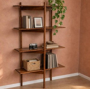 <b>Modern</b> Wooden Ladder Bookcase 4-Tier Freestanding <b>Shelf</b> Unit for Living Room Home Office Storage Rack - Product Image 3