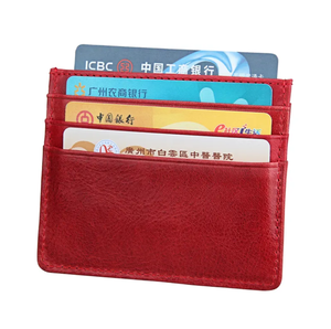 Custom Genuine Leather Men's Card Holder <b>Wallet</b> Open Closure Short Length High Quality Slim <b>RFID</b> Blocking Crazy Horse Leather - Product Image 1