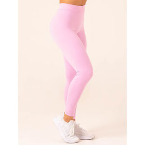 Leggings de sport rose personnalisés en gros, avec taille haute sculptée et effet froncé croisé, pour femmes - Product Image 6