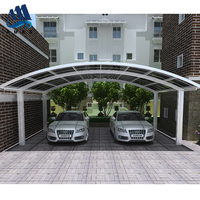 Abri double pour voiture en alliage d'aluminium avec auvent en polycarbonate, garage extérieur durable pour une stationnement sécurisé