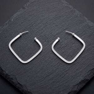 Pendientes de Aro Abiertos Cuadrados Geométricos de Plata de Ley 925 al por Mayor, Joyería Fina, Memoria Jewels - Product Image 6