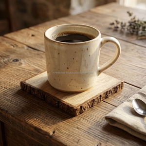 Rustic Wooden Drink <b>Coaster</b> Square Bark Edge Coffee Shop <b>Table</b> <b>Coaster</b> Natural Wood Beverage Mat - Product Image 6