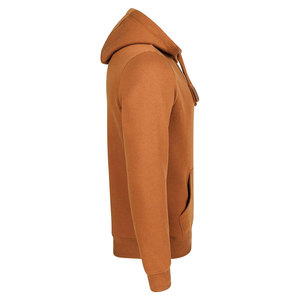 Sweat-shirt à capuche pour homme, coupe classique, en coton tricoté, color block, décontracté, respirant, pour l'automne, marron, avec poches, 300g - Product Image 3