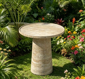 RicoGlobal Nordic Round Marble Top <b>Bed</b> <b>End</b> Table Modern Design for Bedroom Living Room Hotel Outdoor & Dining Luxury - Product Image 1