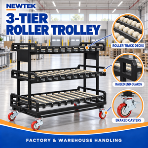 Carrito Industrial de Acero de 3 Niveles con Ruedas de Bolas, Carro Multicapa Móvil - Product Image 3