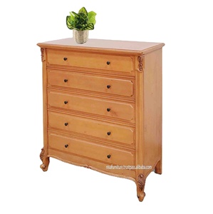 Cómoda Francesa Luis XVI de Madera Maciza de Caoba y Nogal con 5 Cajones y Tiradores Metálicos para Almacenamiento en Sala de Estar y Dormitorio - Product Image 5