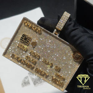 จี้เพชรโมอิสซาไนต์ทรงบัตรเครดิตสุดหรู ประดับเพชรเต็มแบบ Iced Out ดีไซน์ลายบัตรธนาคารอย่างละเอียด ทำจากเงินแท้ 925 สไตล์ฮิปฮอป - Product Image 2
