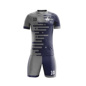 Maillot de football personnalisé pour homme, gris marine uni, col en V, manches courtes, respirant, 100% polyester, coupe athlétique, toutes saisons - Product Image 5