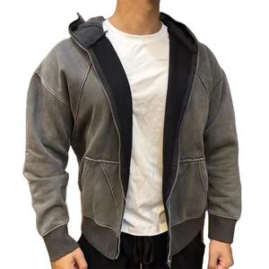 เสื้อฮู้ดดี้ผู้ชายผ้าฟลีซเนื้อหนา 100% ผ้าฝ้าย แห้งเร็ว สำหรับฤดูหนาว ดีไซน์เฉพาะตัว ตกแต่งด้วยการเย็บสีตัดกัน สไตล์สตรีทแวร์ - Product Image 1