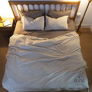 Parure de lit rayée marron en coton premium, prélavée, 3 pièces, motif rayé marron, 2 taies d'oreiller, drap-housse - Product Image 6