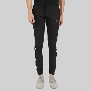 Pantalon de survêtement sport bleu quatre directions avec bande latérale, logo personnalisable, impression HD, délavage coloré, 100 % polyester, séchage rapide, tailles homme M/L/XL - Product Image 1