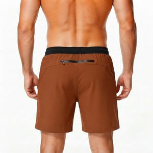 Shorts de sport pour homme personnalisés, séchage rapide, légers, pour entraînement athlétique, avec poches zippées, taille élastique, 100% coton canvas - Product Image 2