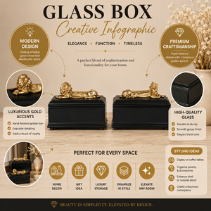 Modern Navy Blue <b>Glass</b> Decorative Box Set with Metallic Dragonfly Handle |Luxury Jewelry Organizer Cases for Vanity & Home Decor - Product Image 4