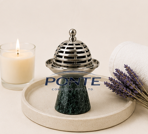 Quemador de Incienso de Acero Inoxidable de Lujo con Base de Mármol Verde, Porta Incienso Árabe Decorativo para el Hogar, Aroma y Regalos de Ramadán - Product Image 4