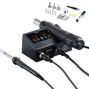Stazione di Rilavorazione Digitale 2-in-1 con Saldatore da 750W a Temperatura Regolabile e Punta a Pinzetta - Product Image 1