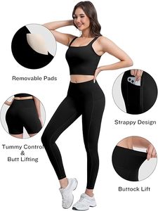 Top Trending Bnice Solid <b>Lace</b> Women's Yoga Leggings 2-Piece Set High Waist Seamed Breathable Spandex/Nylon Butt Lift Fitness - Product Image 3