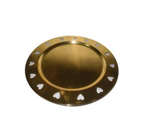 Plaque de chargement en métal Antique, revêtement en poudre d'or fait à la main sous plaque nouvelle arrivée de styliste vente en gros meilleur plateau de service en métal - Product Image 1