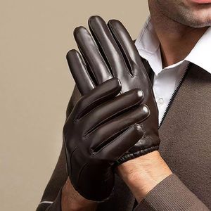 <b>Sheepskin</b> Bike Wear <b>Gloves</b> Wrist Length Thermal Unlined Plain Style Touchscreen Friendly for Winter Daily Life - Product Image 1