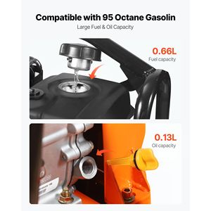 Compattatore a piastra elettrico da 7 HP con motore a benzina da 196 cc, 5400 VPM, vibrazione a 4440 libbre di forza di compattazione, piastra da 23 x 18 pollici - Product Image 6
