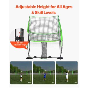 Système de filet de volley-ball portable 8x11 pieds, réglable en hauteur, avec fonction de retour de balle, équipement d'entraînement facile - Product Image 4