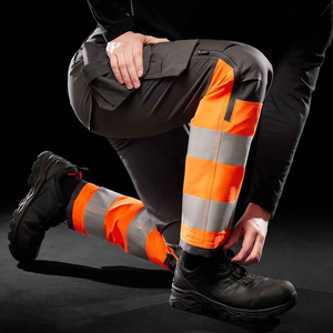Custom Manufacturer OEM ODM High Visibility <b>Work</b> <b>Pants</b> With Reflective Stripes Orange And <b>Black</b> Cargo Style For Men - Product Image 6