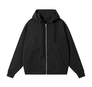 Sweat à capuche zippé oversize en polaire, streetwear personnalisé, épaules tombantes, épais - Product Image 1