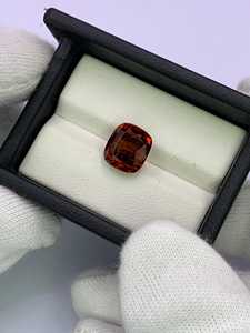 Pierre précieuse naturelle Hessonite Grenat, taille coussin, orange miel, facettée, pour la vente en gros de bijoux - Product Image 4