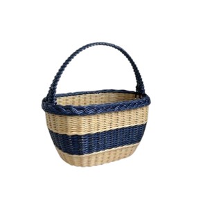Elegante Cesta de Mimbre y Ratán para Recoger Flores de Jardín con Decoración de Rosas Rojas, Borde Inclinado y Asa Superior Curva Fija, Cesta de Picnic - Product Image 1