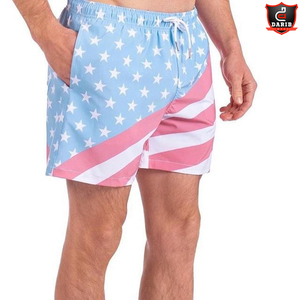 <b>Men's</b> American Flag Print Board Shorts Quick Dry Drawstring Swim <b>Trunks</b> Casual Summer Beachwear with Pockets - Product Image 6