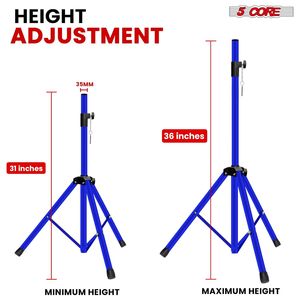 Supporto Treppiede Regolabile per DJ PA da 31 a 36 Pollici, Inserto da 35mm, Capacità 132 Libbre, Sistema per Attrezzature da Palco - Product Image 2